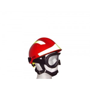 CAPACETE BOMBEIRO F2 VERMELHO C/BANDAS AMARELAS